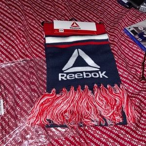 Brand new Reebok logo scarf red white blue made with recycled material